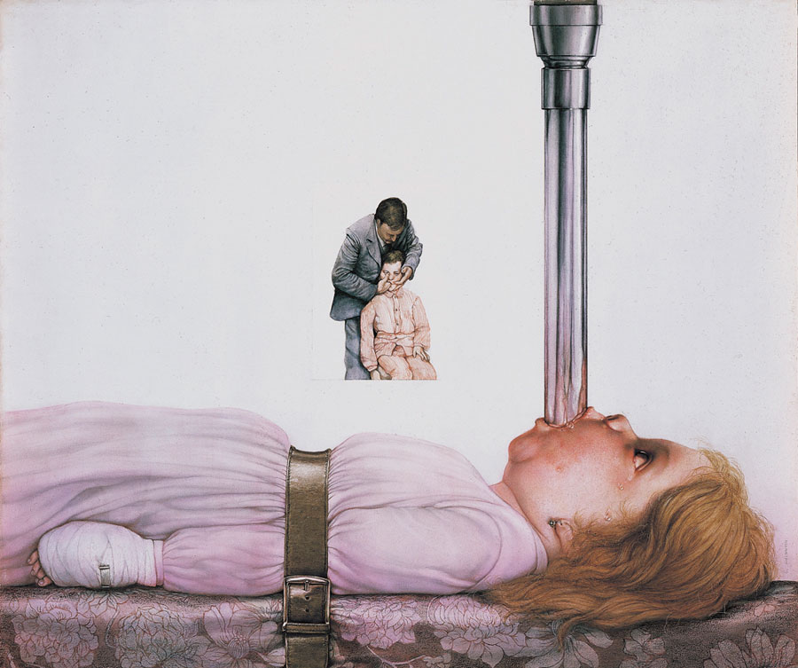 Helnwein Child: Gottfried Helnwein, The Intrusion, 1971, 54 cm x 62 cm, watercolor, colored pencil and pencil on cardboard