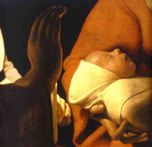 Helnwein Child: Georges de la Tour, The Newborn (detail), c. 1645, Oil on canvas, Musée des Beaux-Arts
